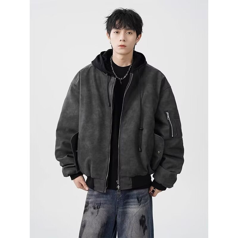 Veste en cuir deux pièces pour hommes Veste de vol rembourrée en coton