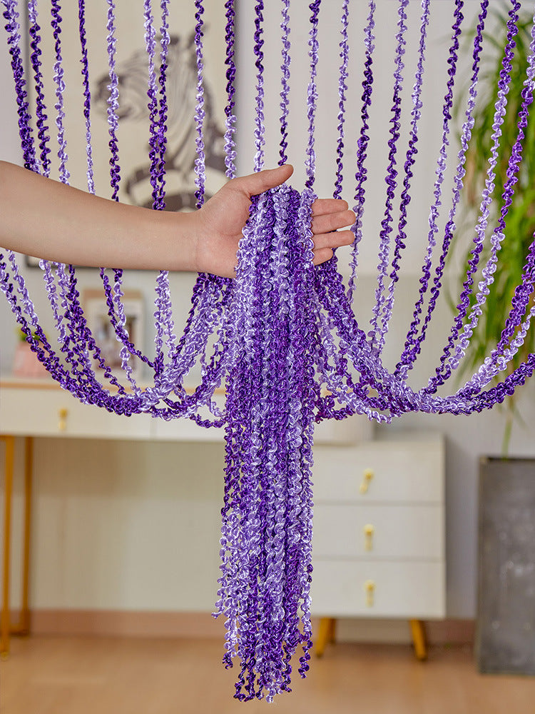 Pour le salon Partition Rideau Ligne Perle Rideau de porte Punch-free Mariage Argent Silk T