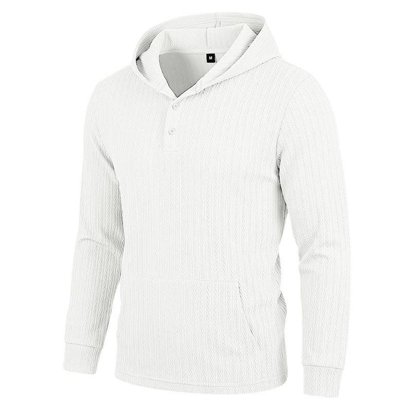 Herringbone Jacquard Texturé Casual Hommes Hoodie