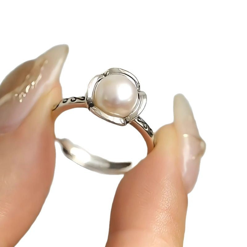 Brumeux pluie Perle d'eau douce Bud Ring