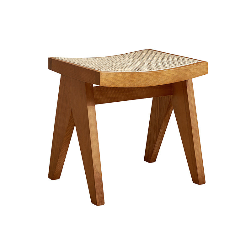 Tabouret minimaliste en osier et en bois massif