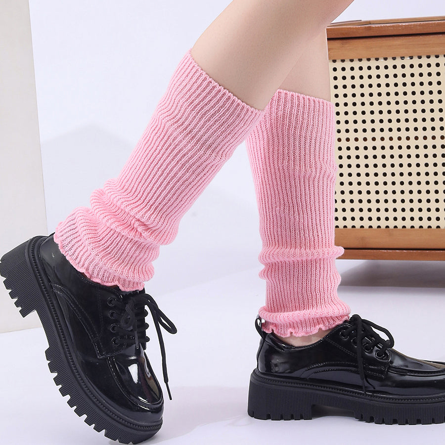 Hiver Mode Ribbed Knitted Vente Harajuku Neon Chaussettes longues Hiver Botte Gaiters Clubwear W