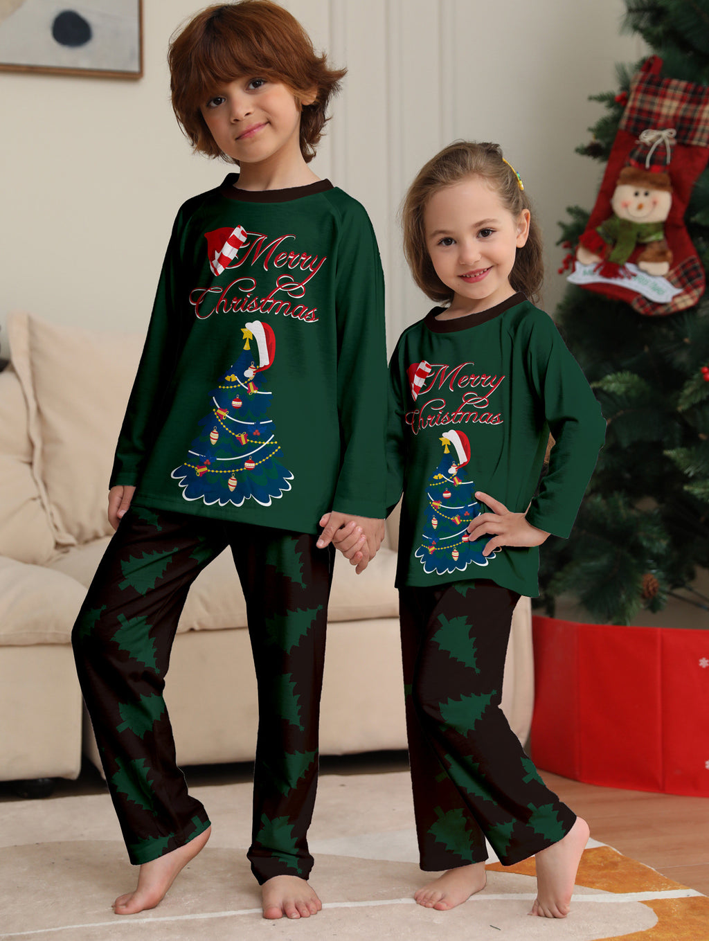 Pyjama à manches longues imprimé sapin de Noël