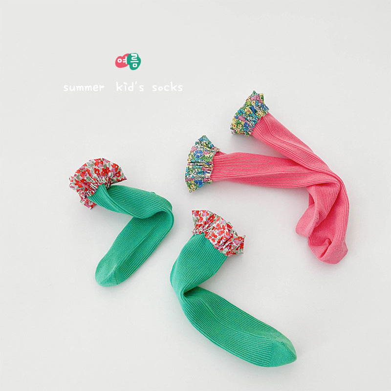 Le printemps et l'été version coréenne de la fine section de la dentelle princesse calf chaussettes