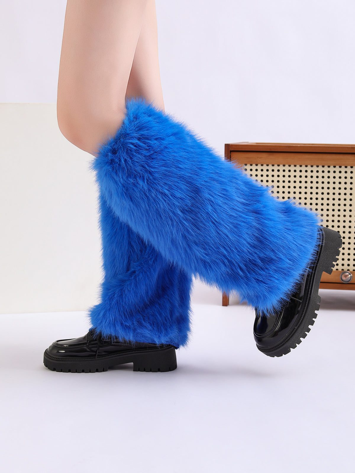 Filles Costumes Y2K femmes Outfit Accessory Faux Fur Fluffy Long Bottes Coffre-fort Fuzzy Le