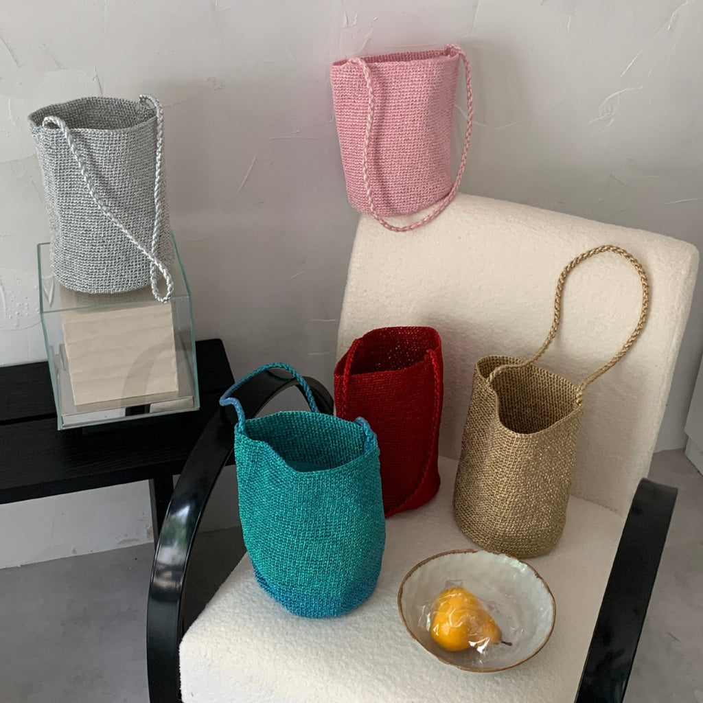 Sac en seau rouge fait à la main de style coréen pour femmes