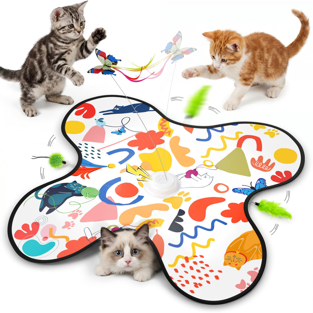 Jouet de chat interactif pour chats d'intérieur - Rechargeable Automatic Hide & Cherche avec Fluttering B