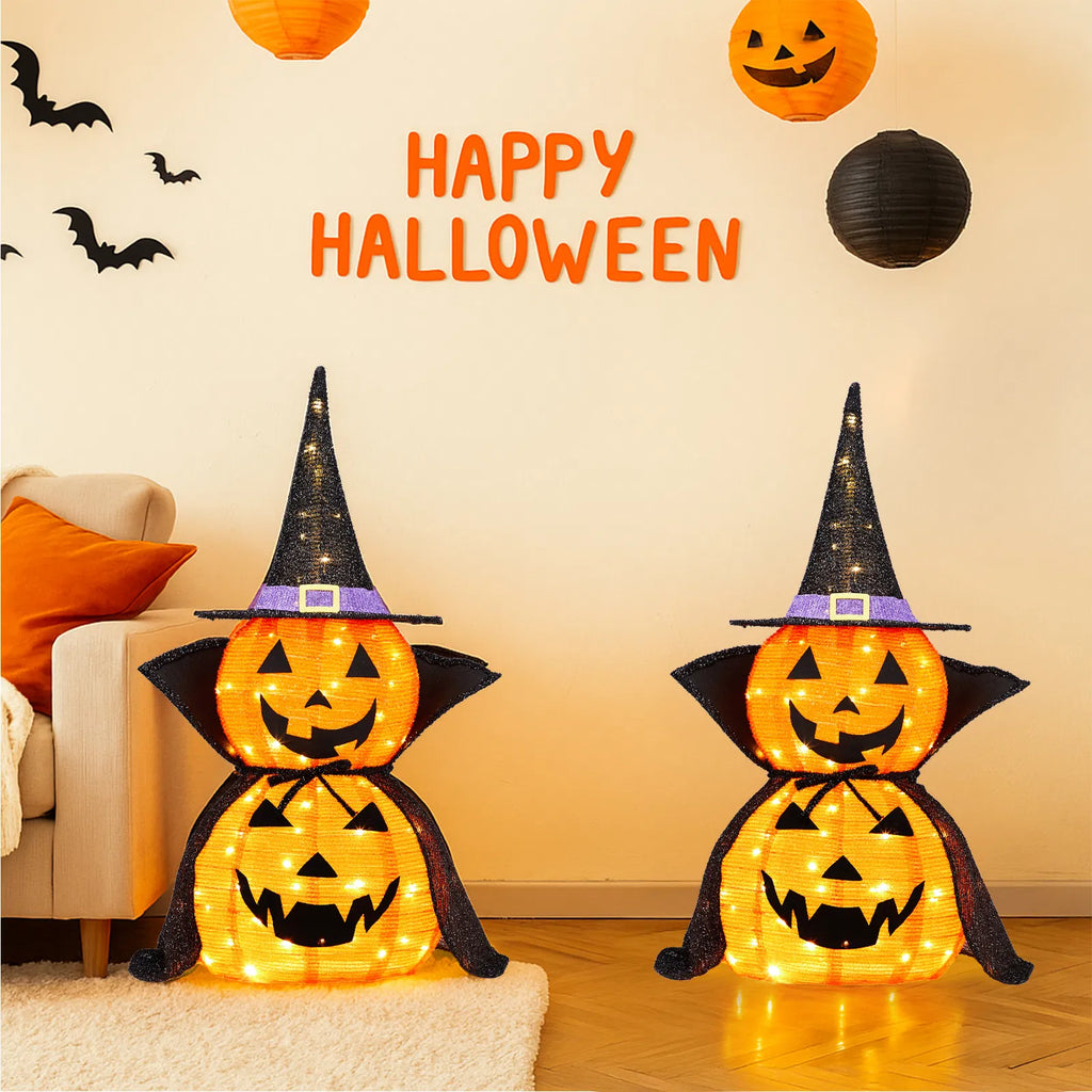 2Packs Décoration de citrouille légère collapsible Halloween 3FT