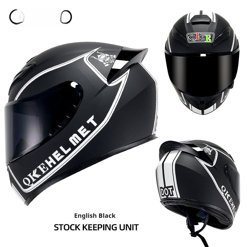 Hiver Personnalité Casque de moto Quatre saisons Knight Bluetooth Locomotive Plein visage