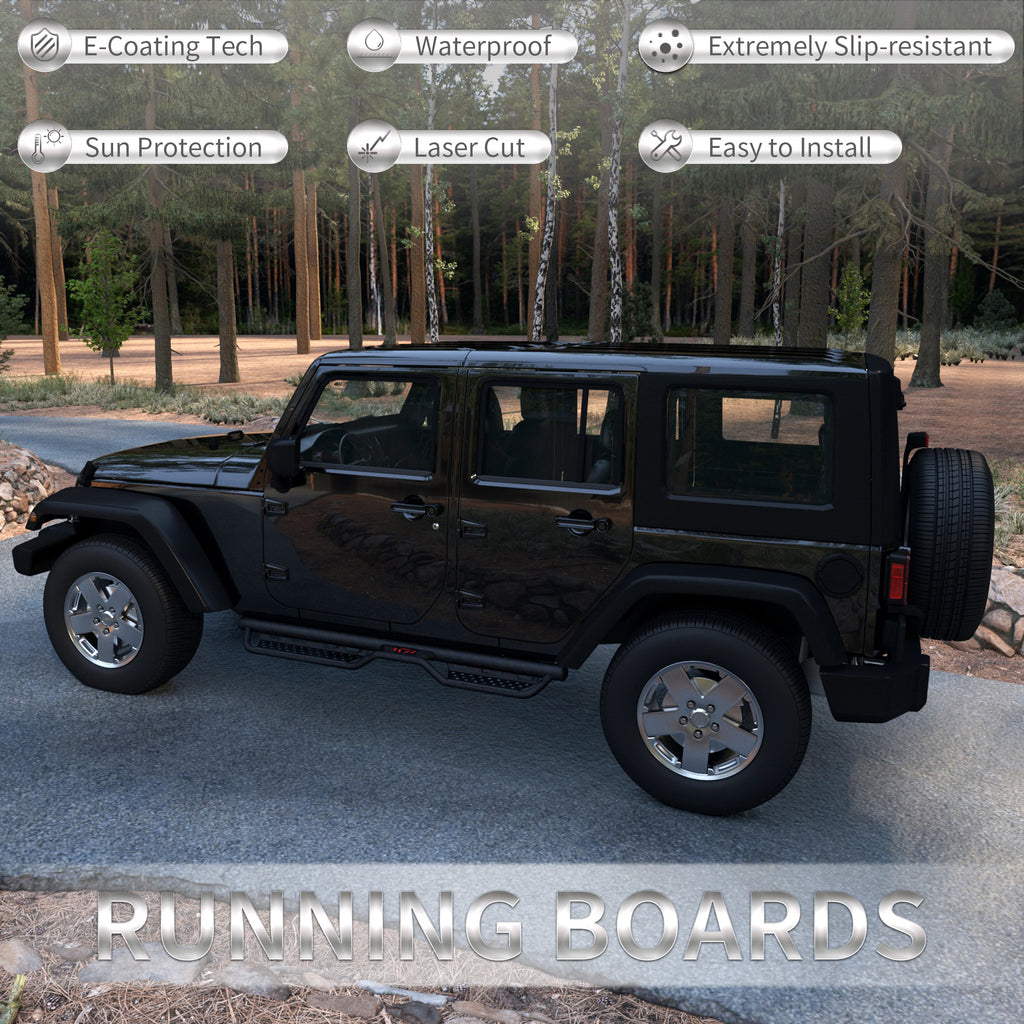 Barres des marches de descente pour 07-18 Jeep Wrangler JK Unlimited 4 Door