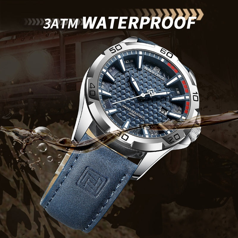 NAVIFORCE Marque Hommes Mode Montres Quartz Homme cuir Stra
