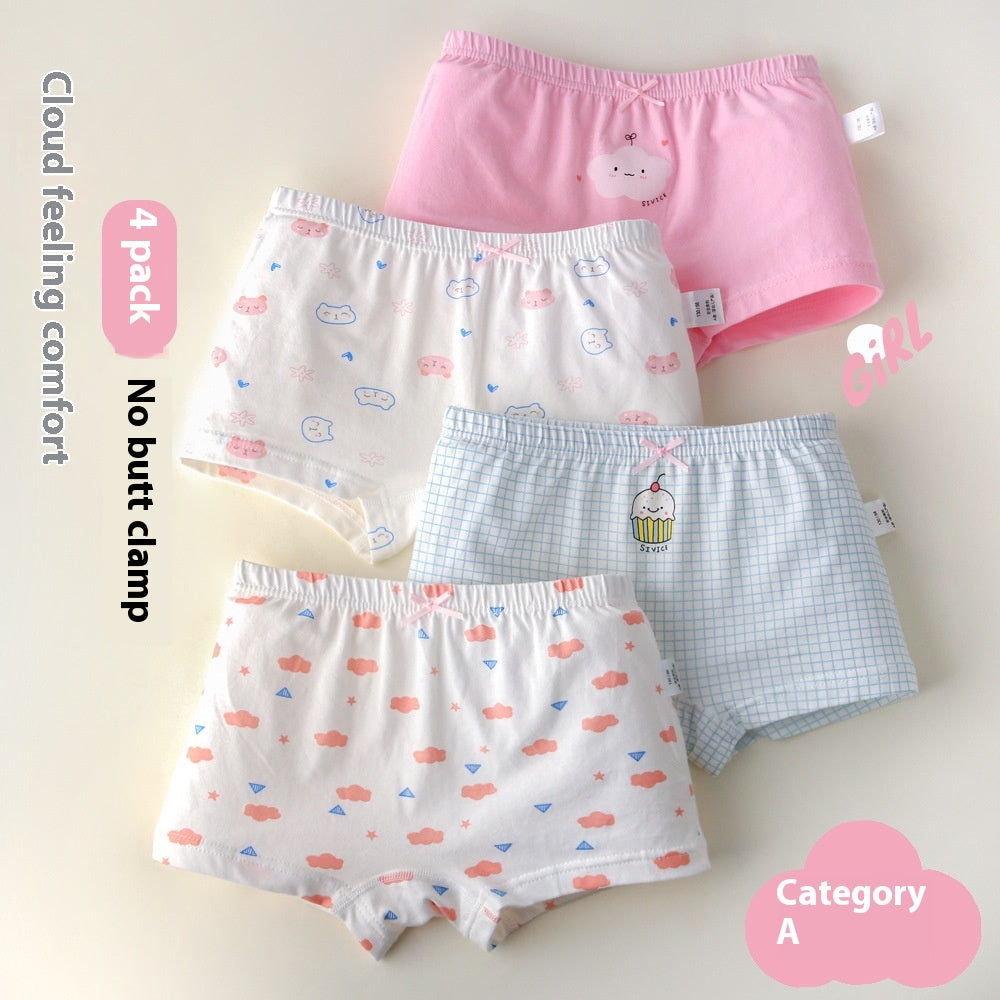 Sous-vêtements pour enfants Boxers de dessin animé en coton pur pour femmes