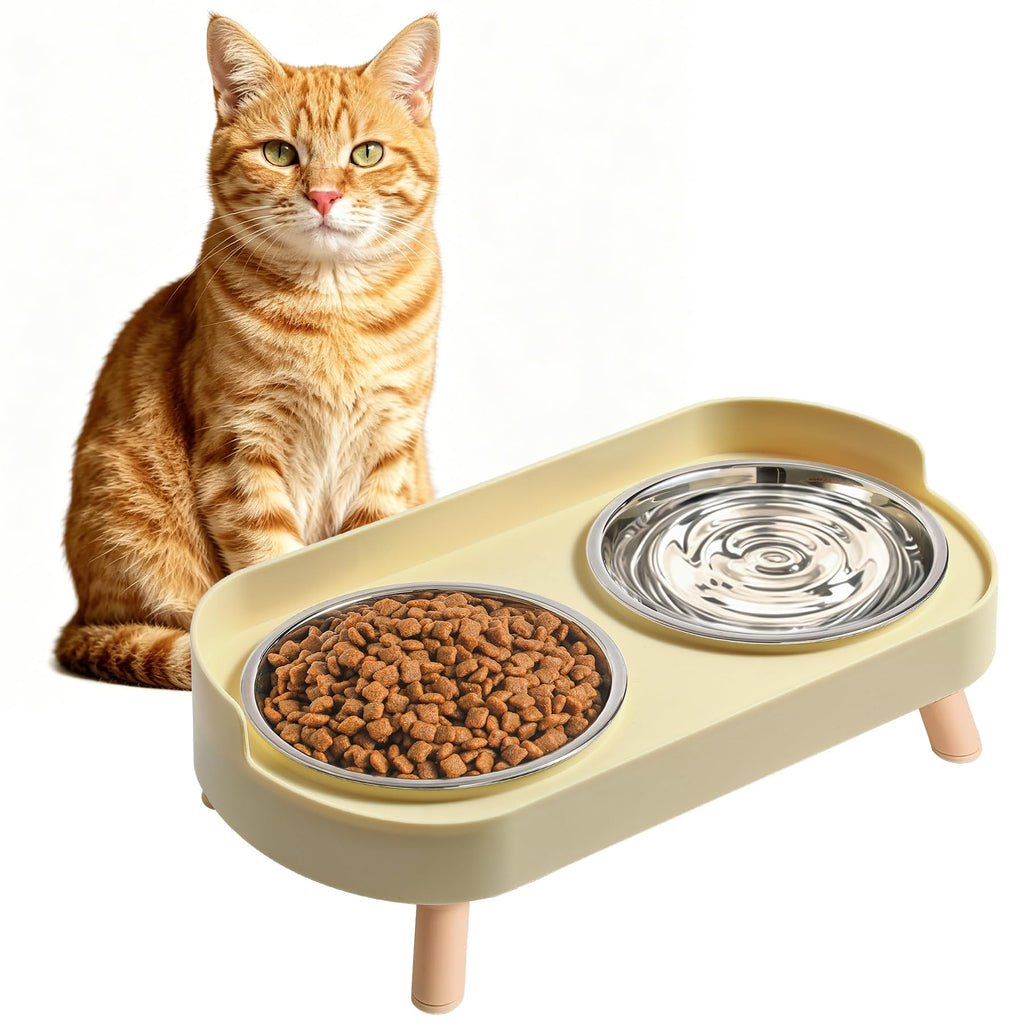 Ensemble de bols pour chats élevés - Ensemble de nourriture pour chats élevés et de bol d'eau avec support antidérapant - Aliments pour animaux de com