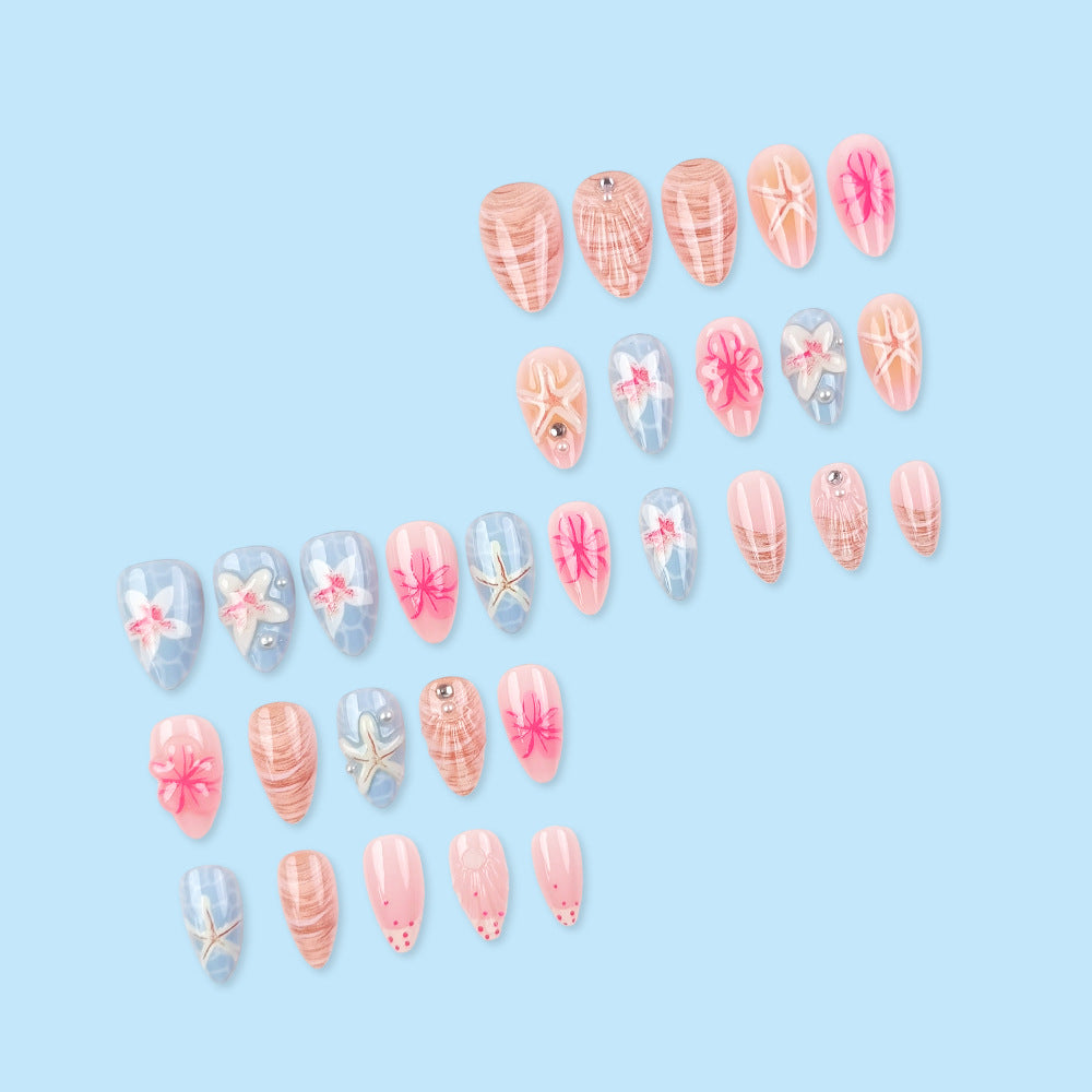 30 morceaux de faux ongles courts en forme d'amande