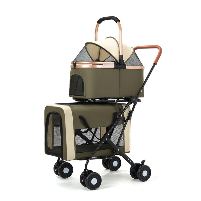 Poussette pour animaux de compagnie à double couche