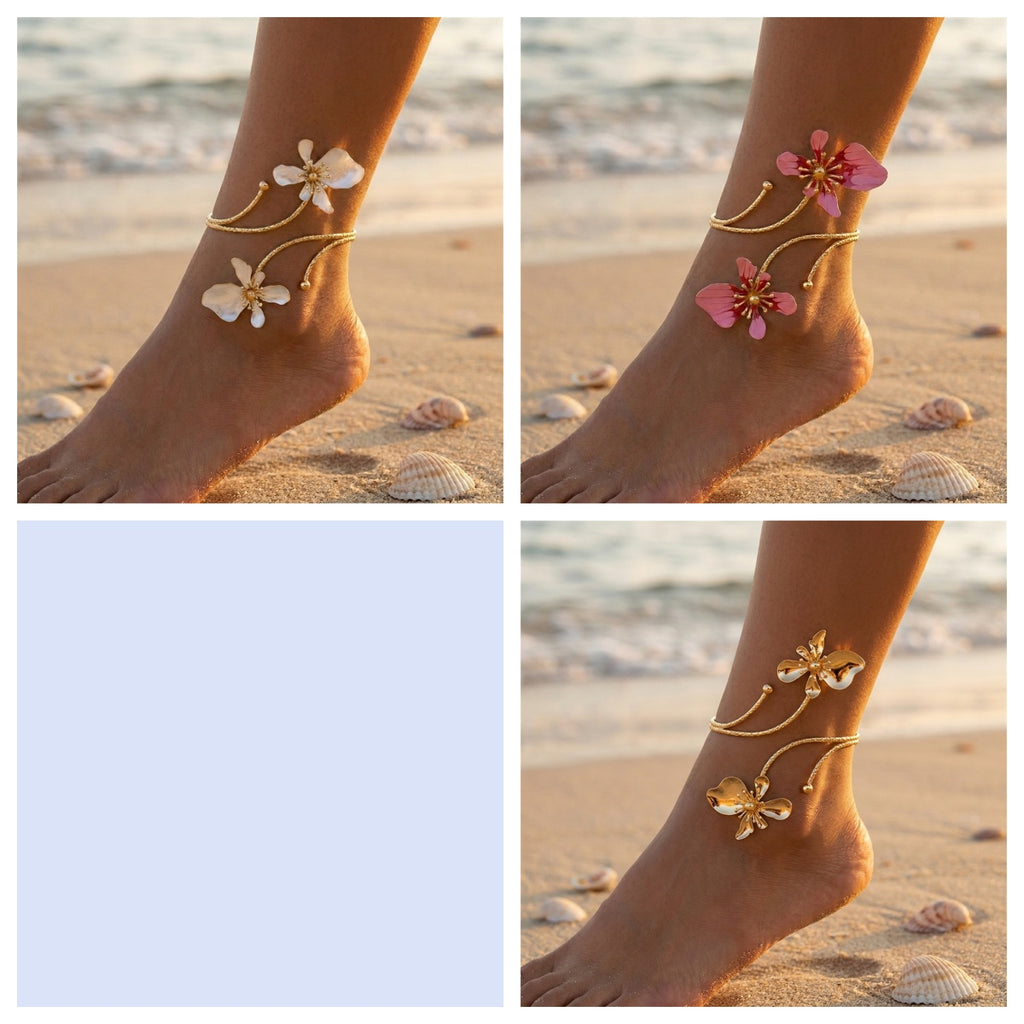 Anklet de fleur de métal exagéré