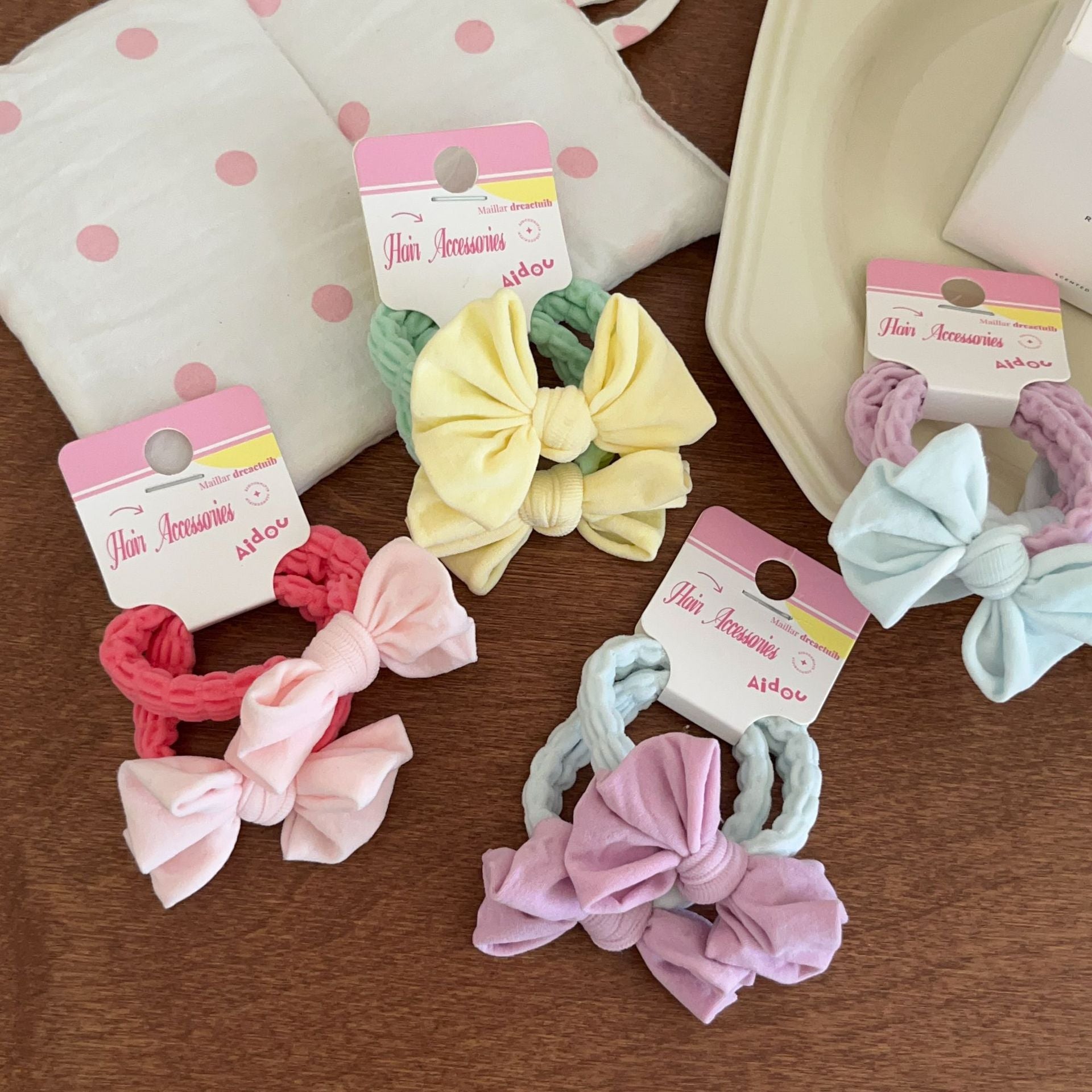 Macaron Bow serviette anneau corde de cheveux ne nuit pas à haute élasticité