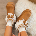 Lace Trim Bow Platform Bottes de neige Femmes Hiver douce polaire doublé épais coton chaud Bo