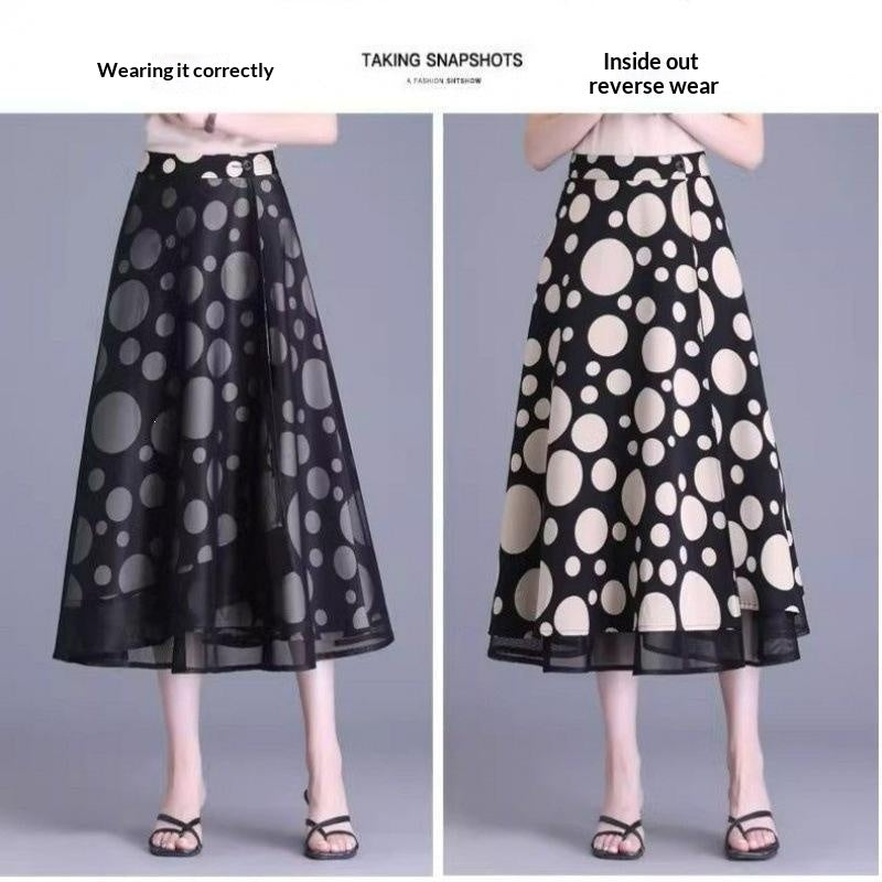 Élégante jupe Florale Midi double face pour femmes