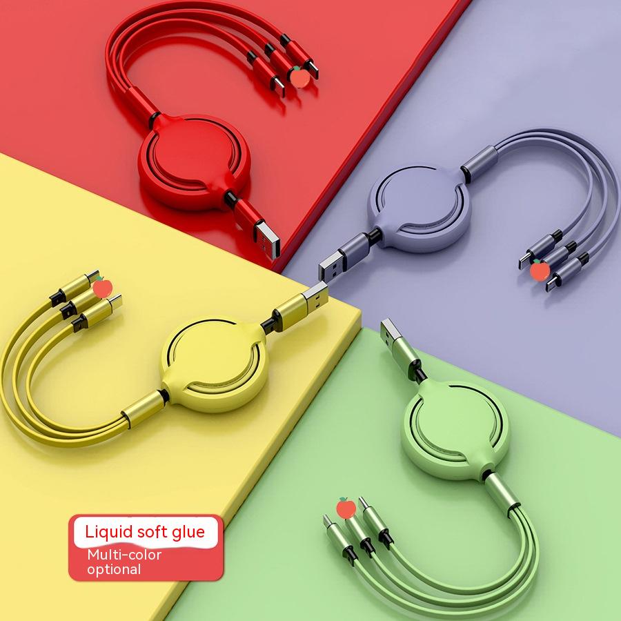 Câble de recharge rapide pour téléphone portable 3-en-un en silicone liquide multifonction
