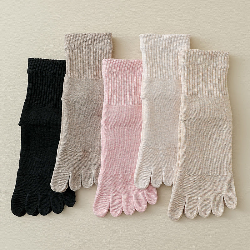 Chaussettes de coton à cinq orteils chaudes et épaisses doublées de molleton