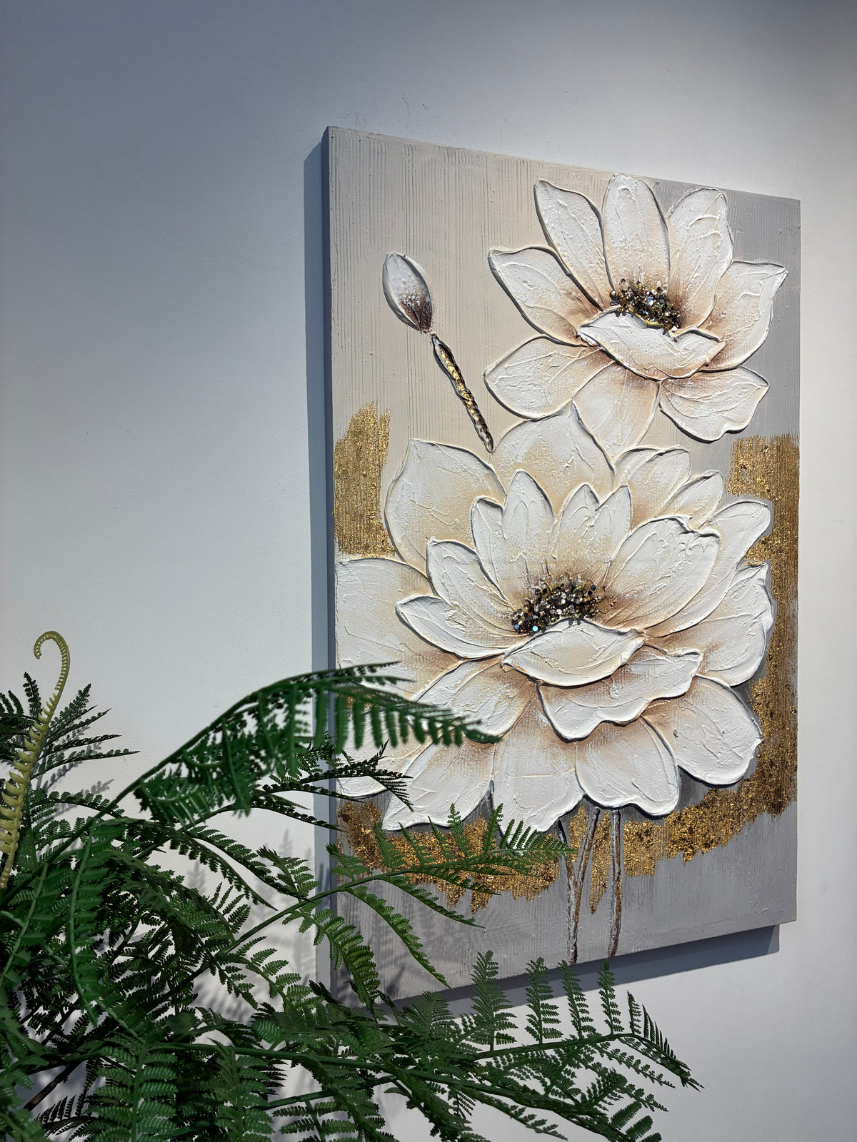 24x36 Blanc Lotus Fleur Toile Wall Art