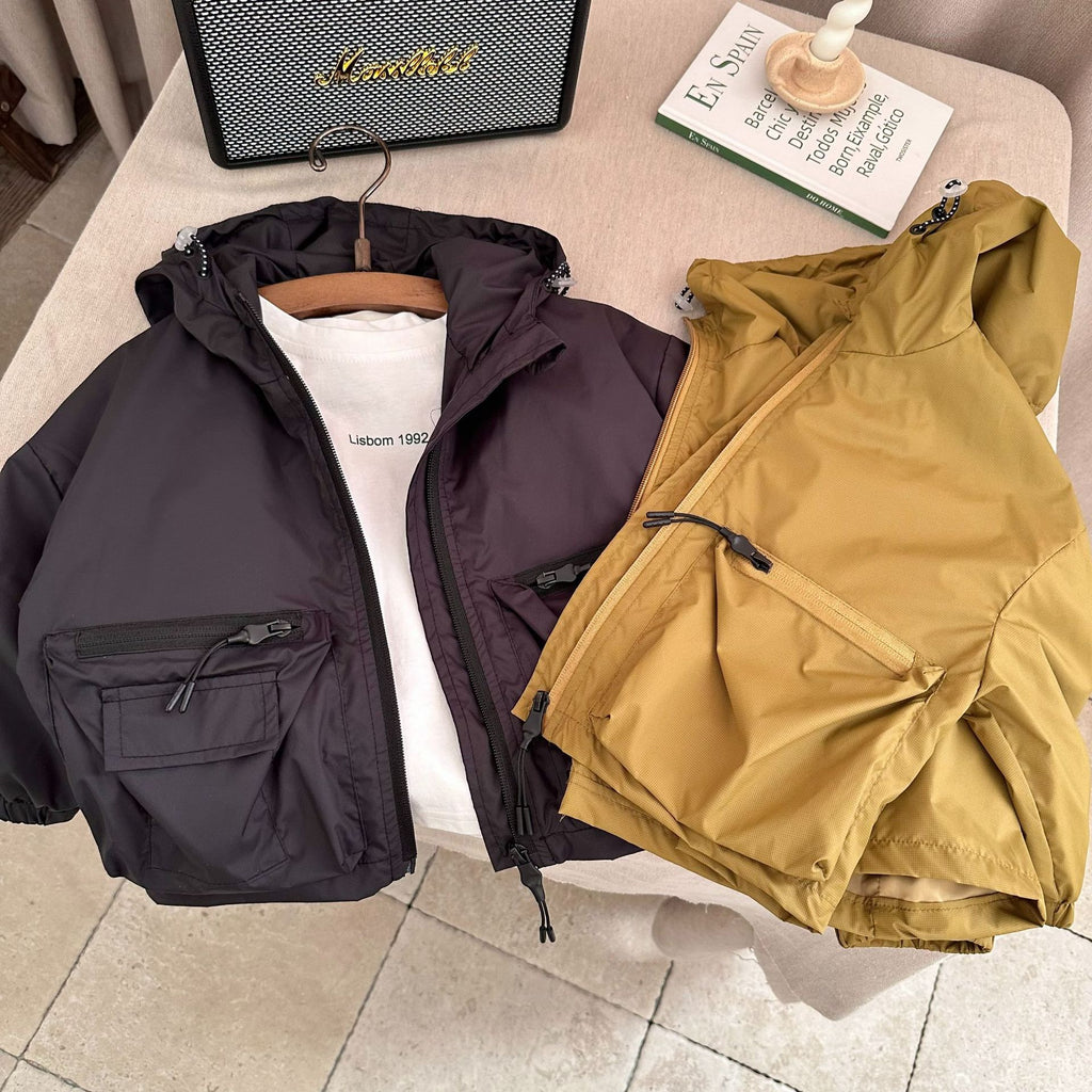 Garçon Solid Color Short Hood Shell Veste