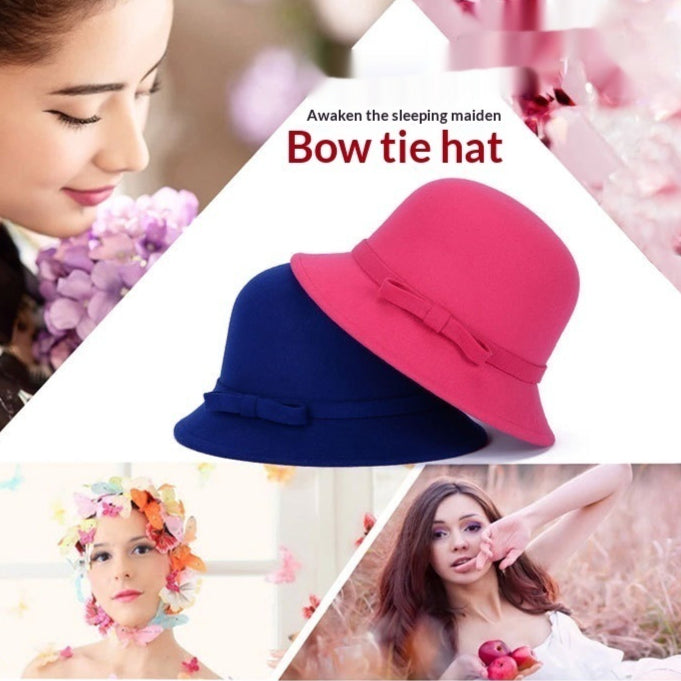 Chapeau de Bowler Fashionable et Élégant Femmes avec une Bow rayée
