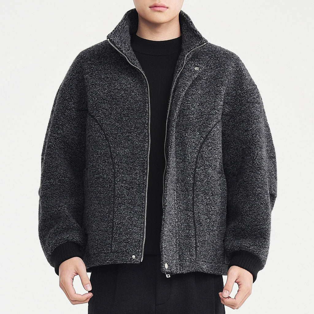 Cercle de laine mixte de couleur pour hommes avec un col debout