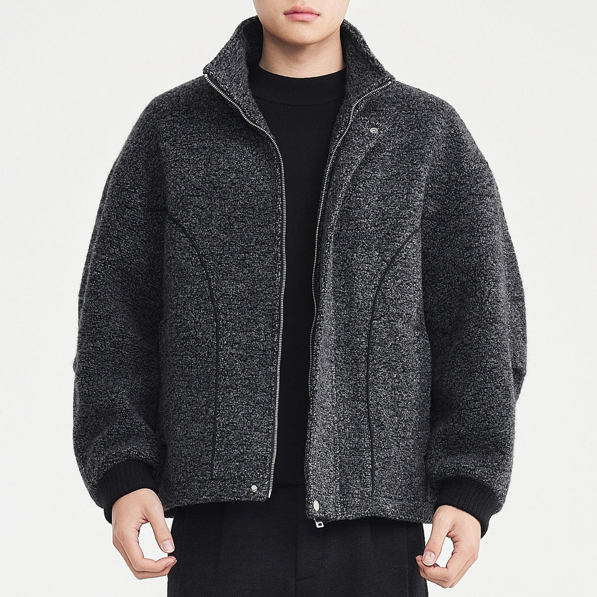 Cercle de laine mixte de couleur pour hommes avec un col debout