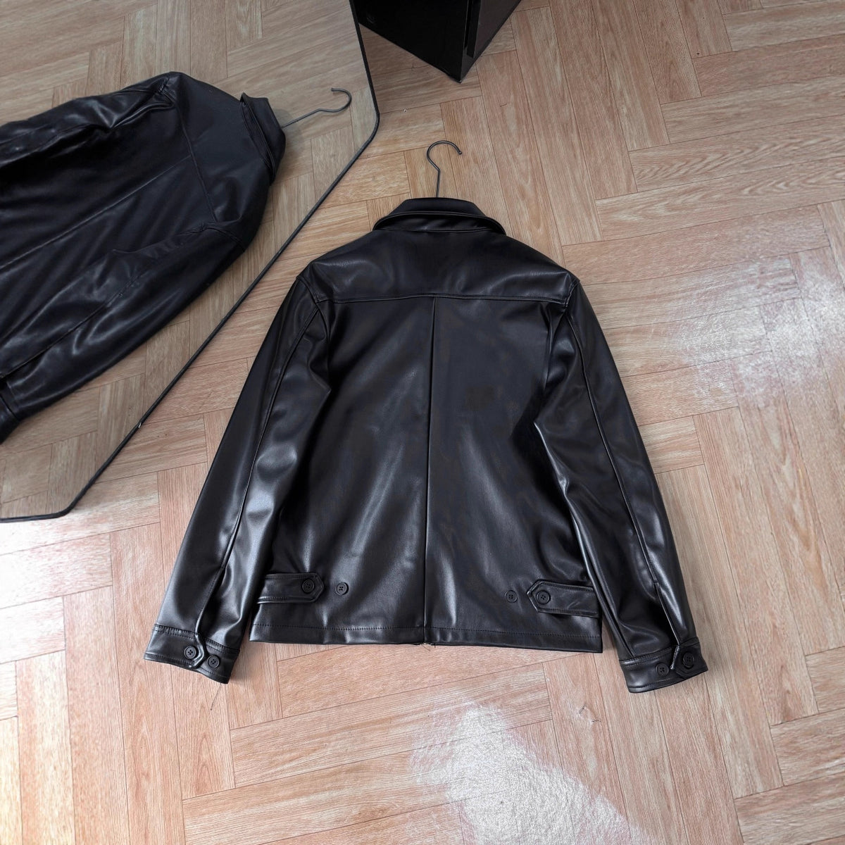 Veste en cuir à manches longues zippée d'hiver