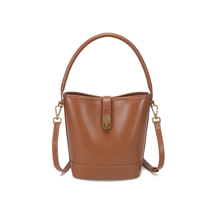 Retro Light-Luxury Épaule en cuir teinté aux légumesCrossbody Bag
