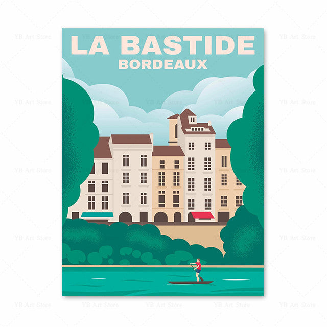 Vieille affiche de voyage toile peinture photo d'art