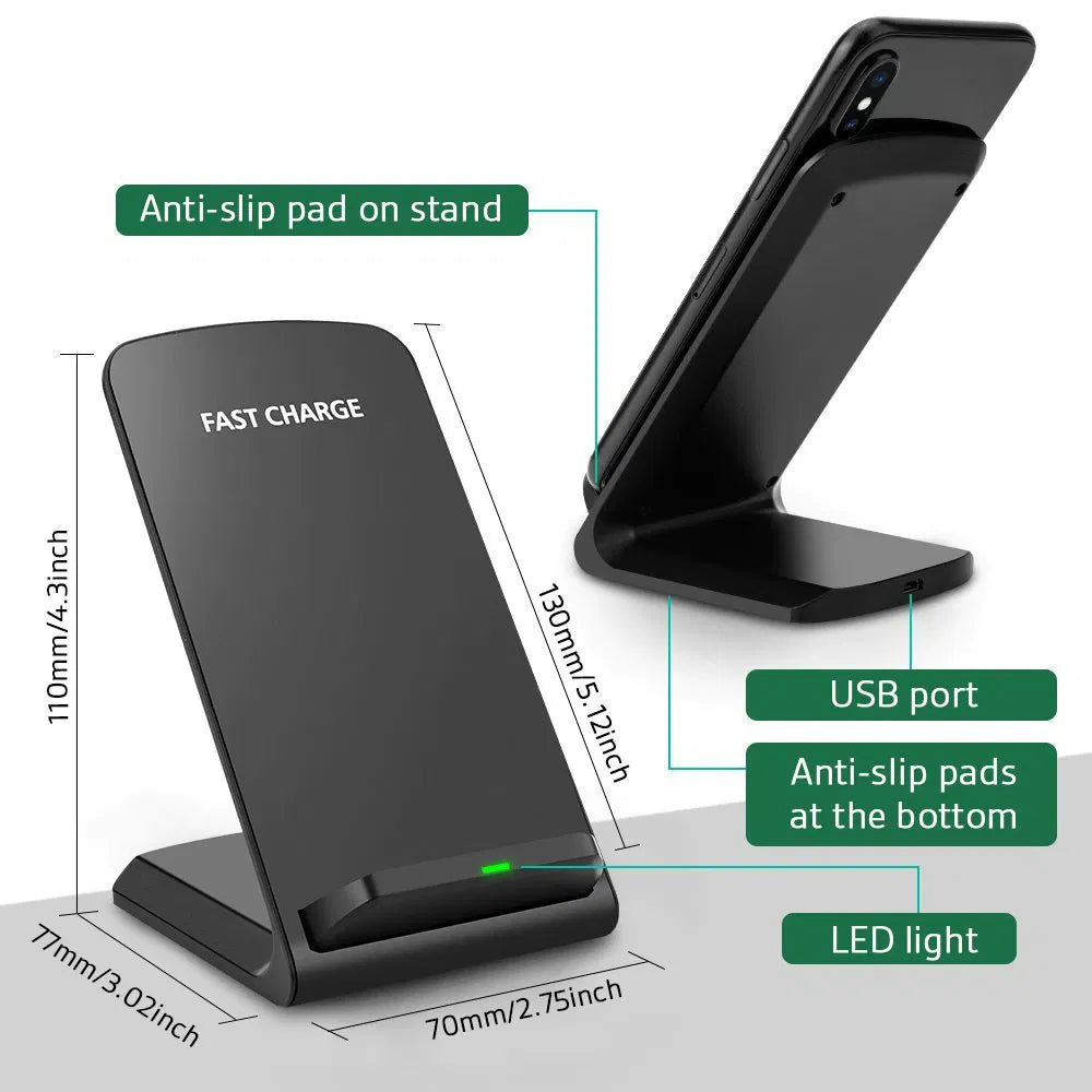 Qi Wireless Fast Charger Charging Pad Stand Dock for Galaxy Phone