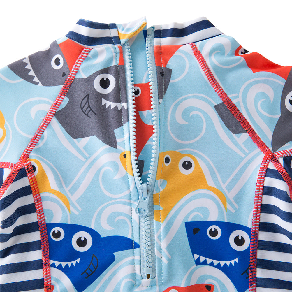 Maillot de bain simple pour homme Tête de requin bleu imprimé Maillot de bain pour enfants