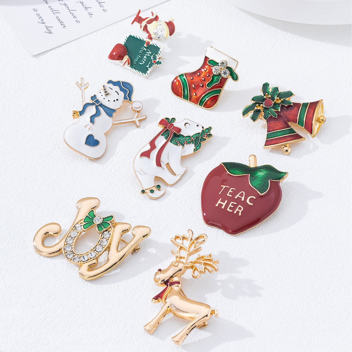 European and American Exquisite Enamel Christmas Series Brooches Flower Bells Re