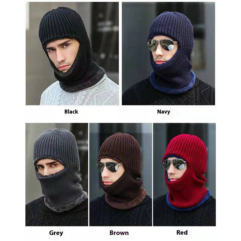 Hiver Chaud Unisexe Dome Brimless Terry Protection du cou Épaisseur Chapeau plat en maille