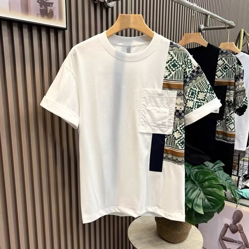 T-shirt pour homme T-shirt de travail d'été Style Couleur Matching Top
