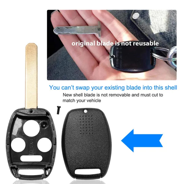 Coque à distance sans clé 2Pcs pour Honda Accord 2008-2012 Car Key Fob Pad Replac