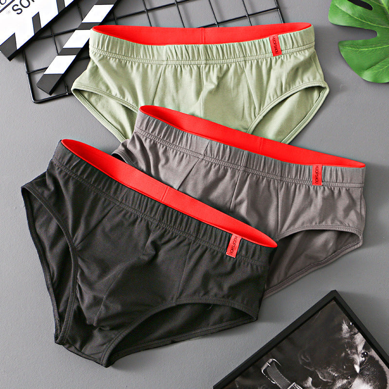 Triangle de coton couleur pure Triangle taille basse Respirant Triangle de sous-vêtements pour hommes