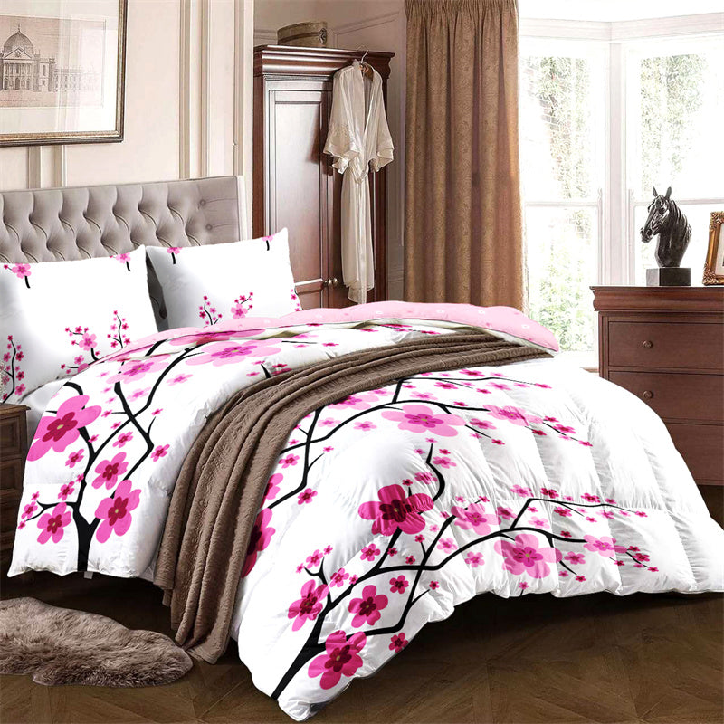 Set de patch à 5 pièces en fleur rose avec 2 shams d'oreiller assortis et 2 housses d'oreiller décoratives