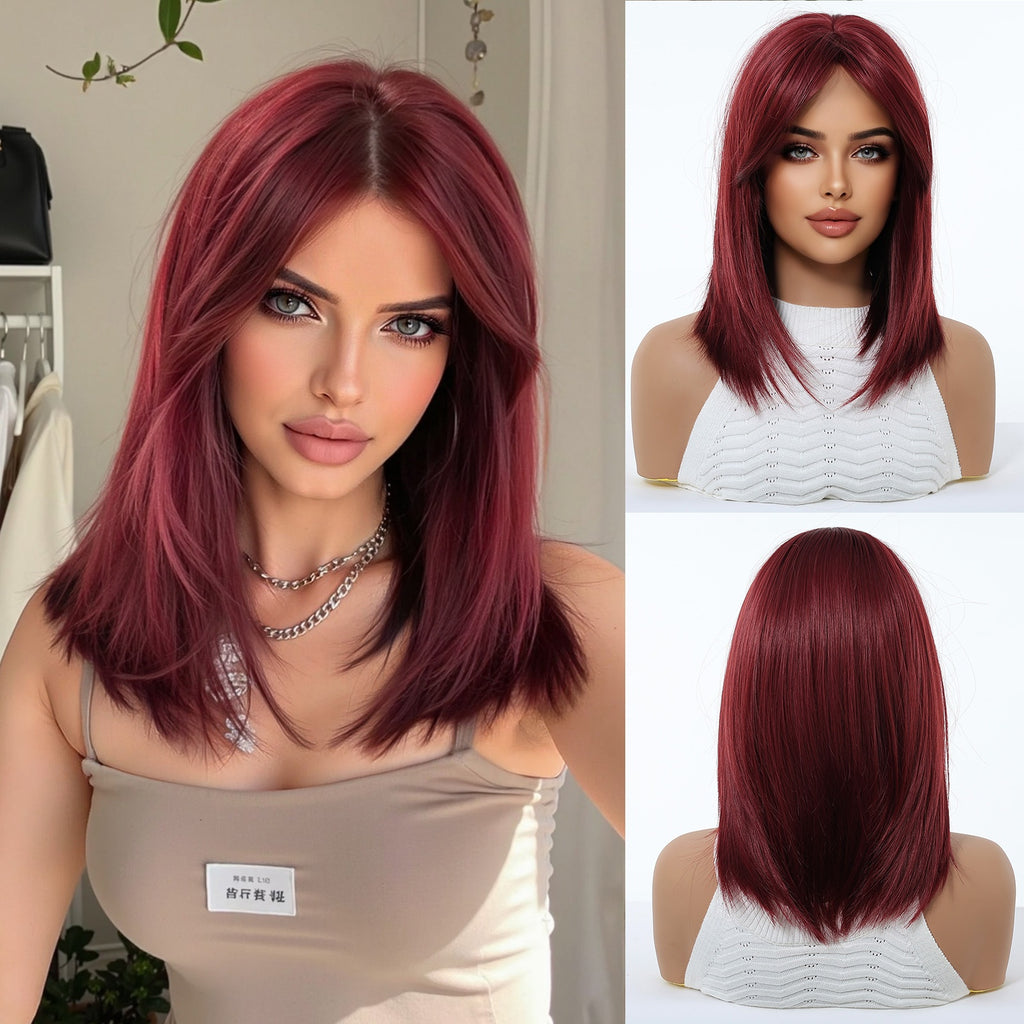 Gradient Or Perruque Femme Pleine Tête Longueur moyenne