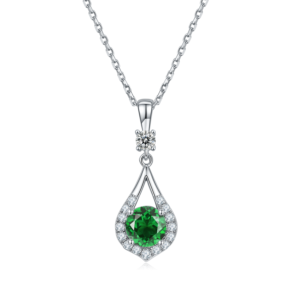 S925 Collier en argent sterling Teardrop Halo
