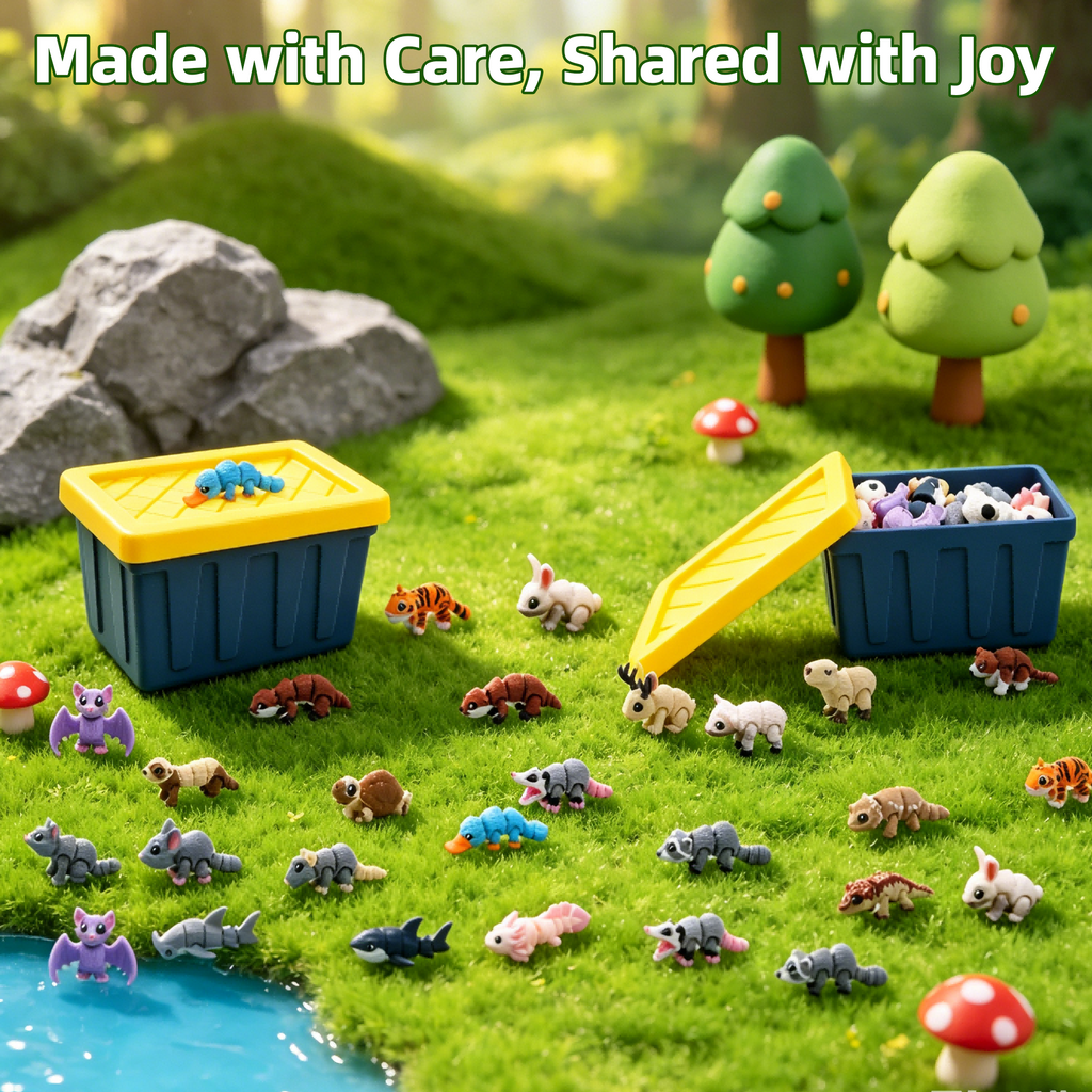 21PCS Mini figurines animales imprimées 3D avec 2 boîtes de rangement