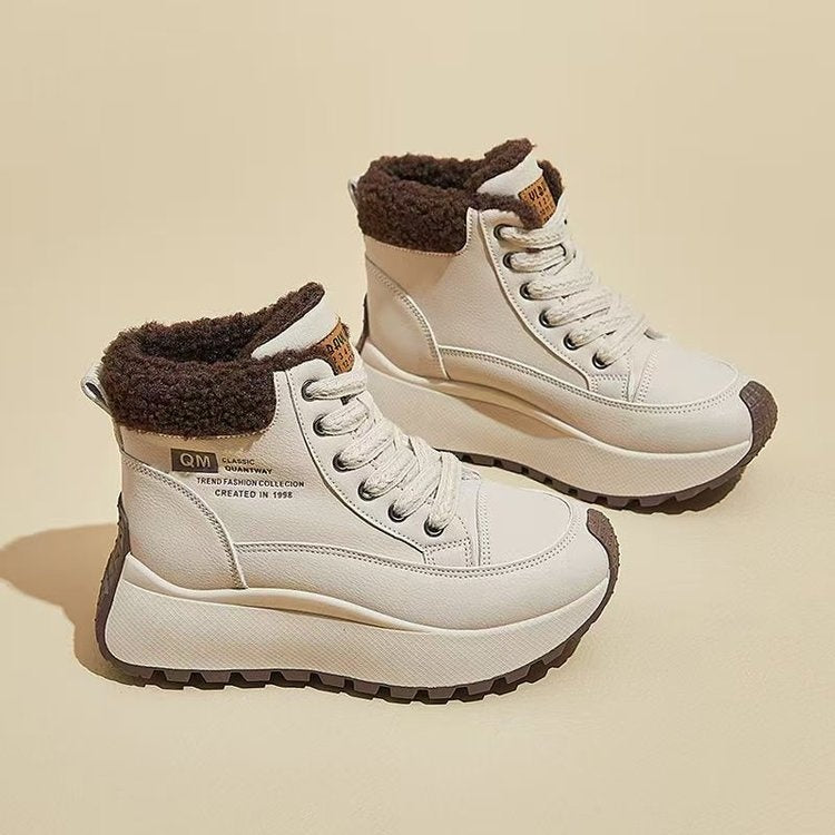 Chaussures haut de gamme en coton avec des semelles épaisses style papa pour l'hiver