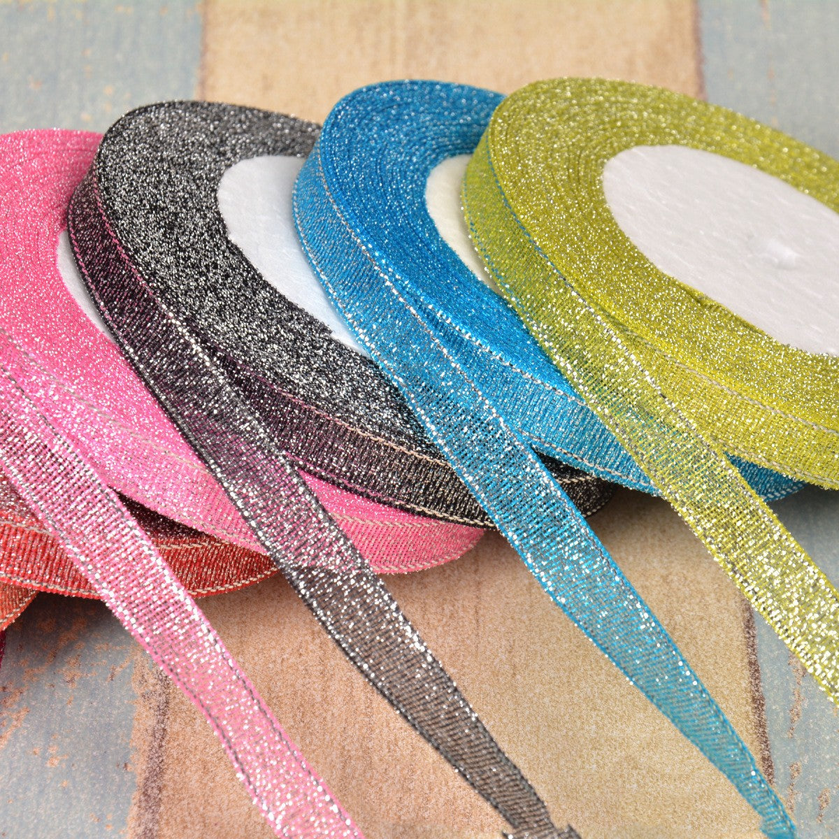 1cm Oignon vert coloré avec 3 points Ribbon Bow Gold Silk Argent Polyester Ribbon