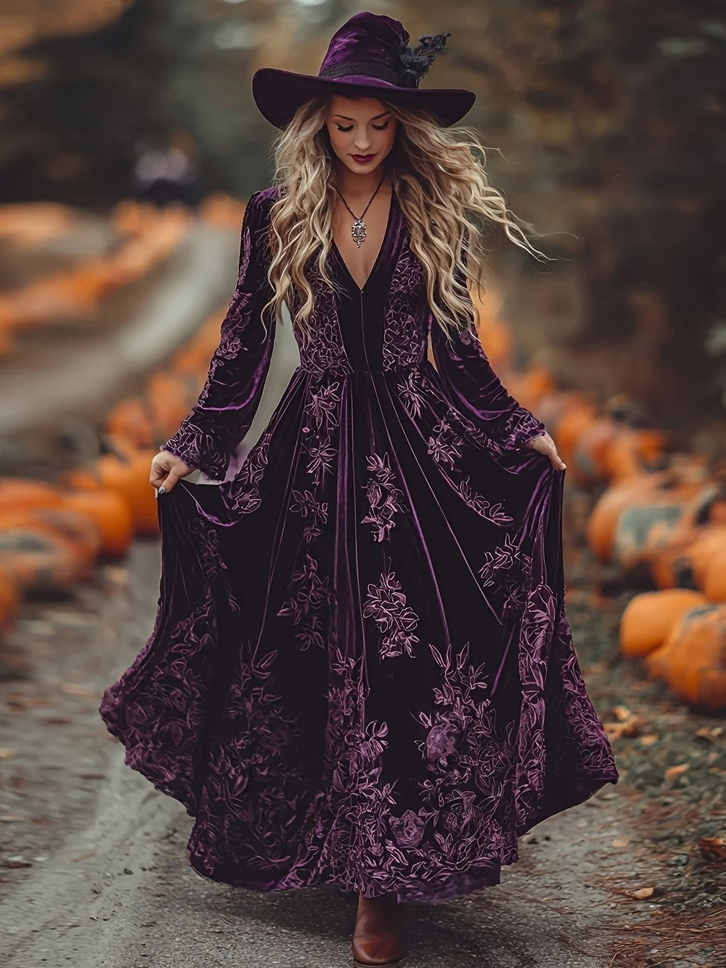 Arrivée d'automne Robe en V-Neck souple