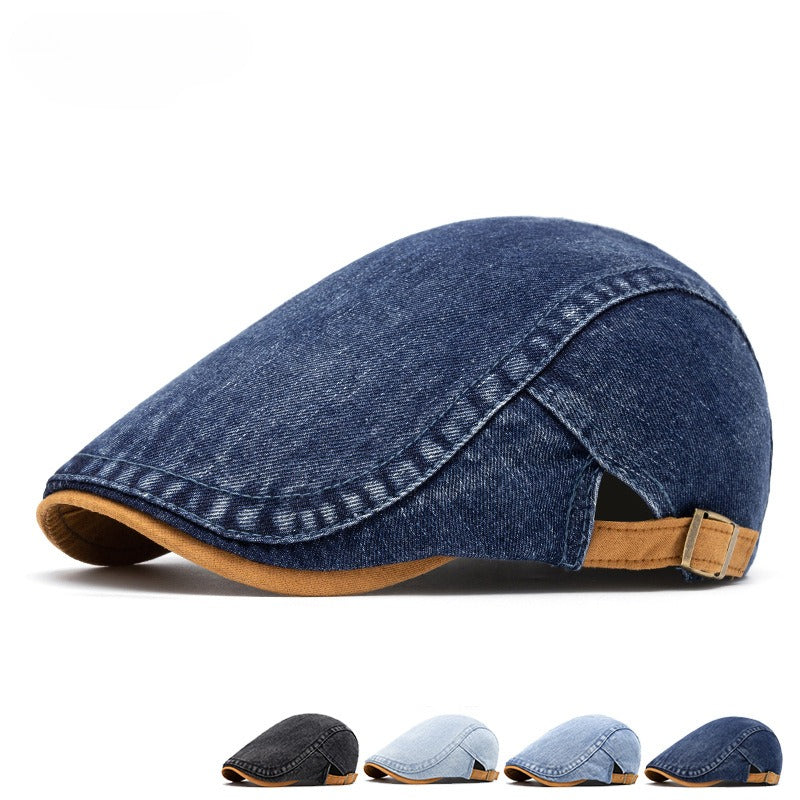 Hommes Loisirs Lavé-out Denim Contraste Couleur Beret