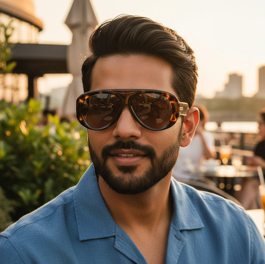 Lunettes de soleil rétro élégantes surdimensionnées Aviator