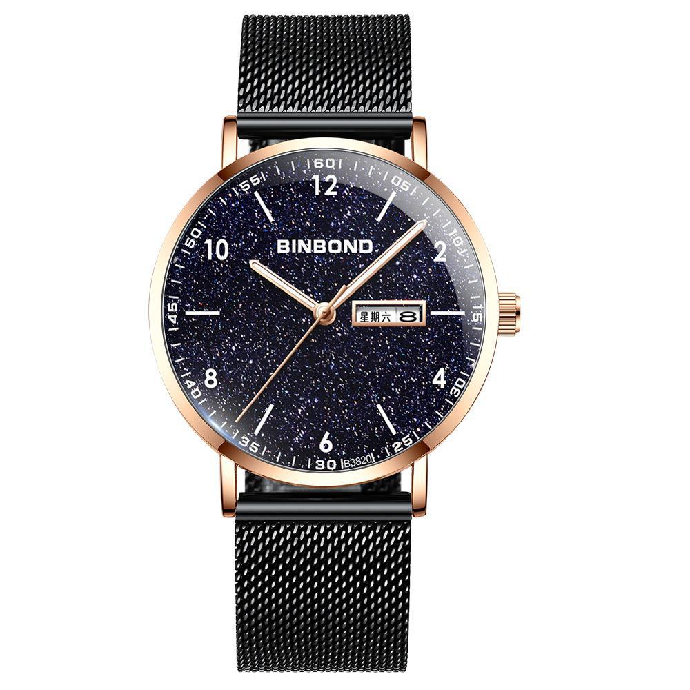 Ultra-mince Trendy Quartz Imperméable Starry Sky Montre électronique mécanique pour adolescents
